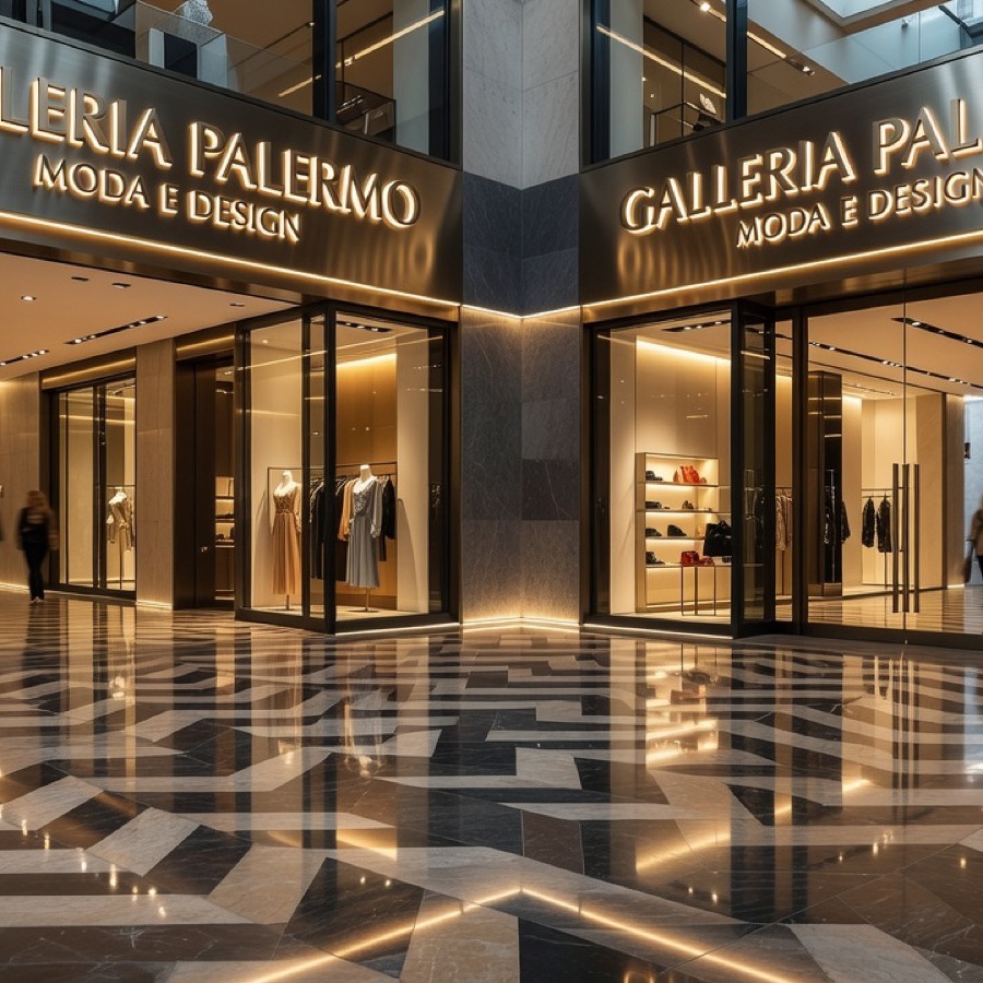 Detalles arquitectónicos y comerciales de la galería